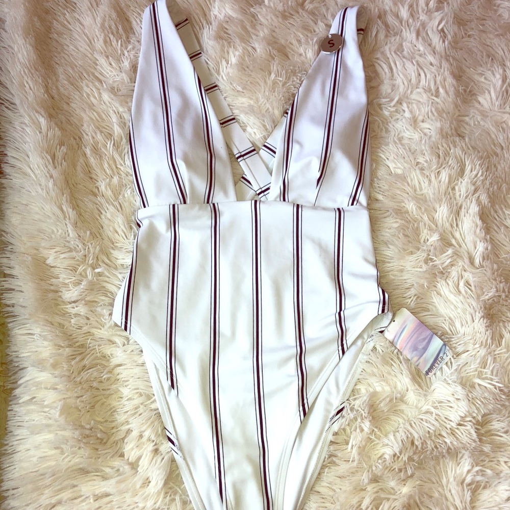 Striped Crisscross One-piece Swimsuit
